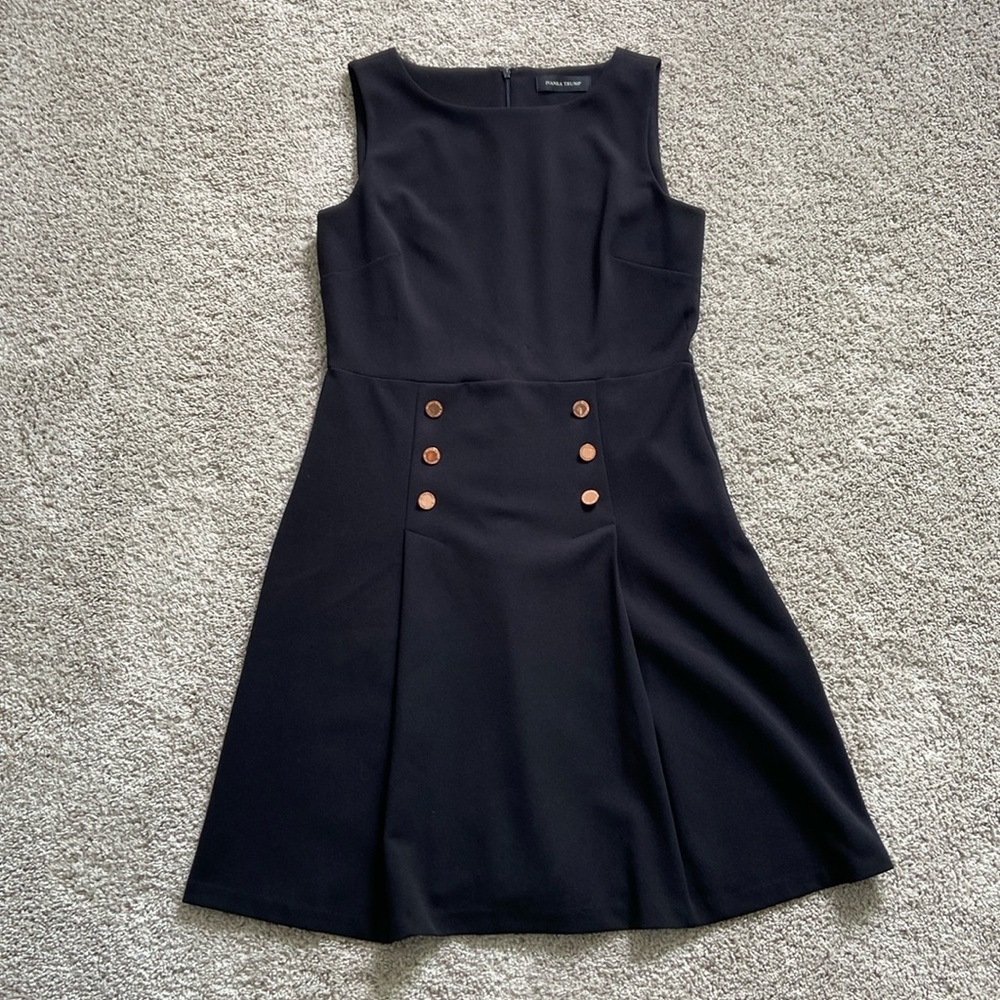 Ivanka Trump • Black A Line Dress with Button Detail